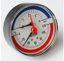 Термоманометър аксиален ф80 1/2" 0-4 бара